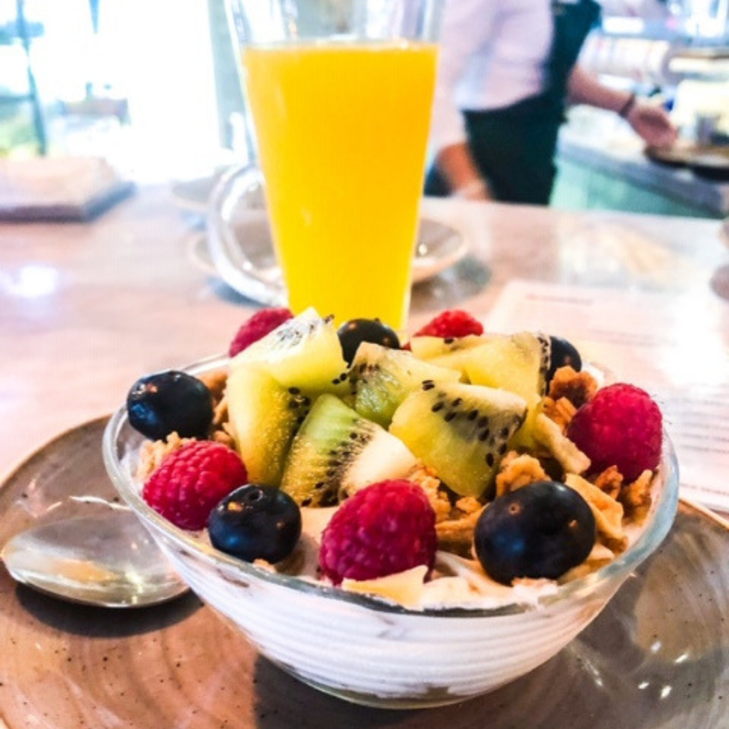 Yogurt, fruit and granola Breakfast in Seville