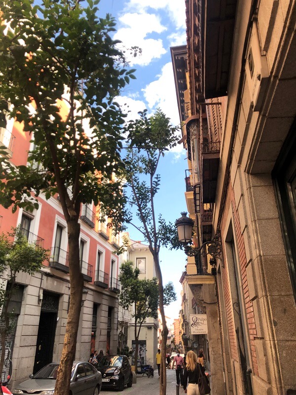 study abroad student exploring streets of Madrid