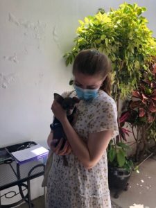 playing with the puppy at the Mexico language school