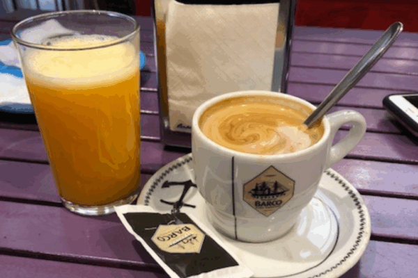 17-1030x1030 Fresh squeezed orange juice & coffee with sugar.